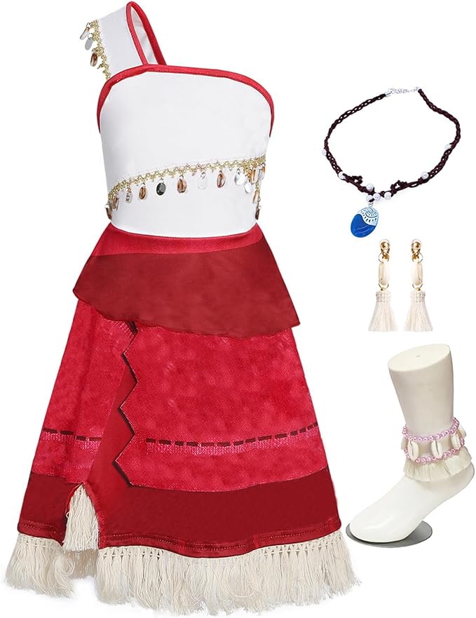 Cotrio Princess Dress Up for Girls Halloween Costume for Girl Dress Up Clothes Toddler Kids Outfit with Accessories Necklace