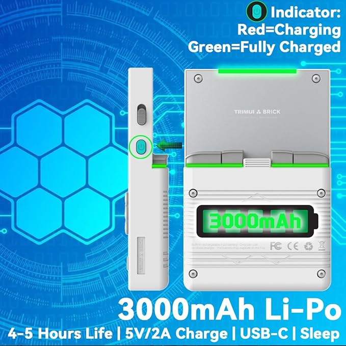 Trimui Brick Handheld Game Console 3.2-inch 1024 * 768 IPS Screen 3000mAh Trimui-brick Opensource System with Portable Case and Screen Protector White