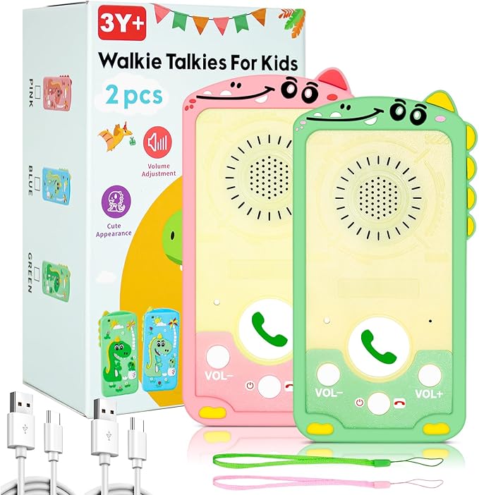 Walkie Talkies for Kids 2 Pack,Valentines Kids Gifts Instant Talker Long Range Chat Mode Talk & Hear at The Same Time Rechargeable Gift for 3-9Years Girls Boy Outdoor,Games, Hiking,Camping