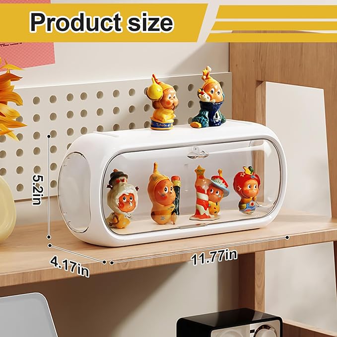 Clear Figure Display Case with Lights, Dustproof Storage Organizer Box with Magnetic Door, Display Showcase for Collectibles Action Figure(1, Medium)