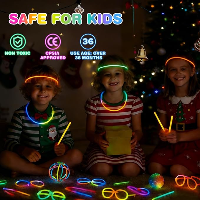 Glow Sticks for Bulk Party Pack, 8 Inch 1500 Pack Long-Lasting Glow Party Favors, Perfect for Halloween, Minecraft, Unicorn Birthday Decorations with 1500 Connectors