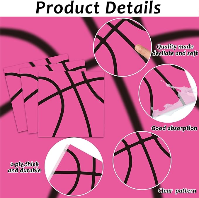 gisgfim 96 Pcs Pink Basketball Party Supplies Paper Plates Napkins Basketball Sport Theme Birthday Party Tableware Decorations Favors for Girls Kids Serves 24