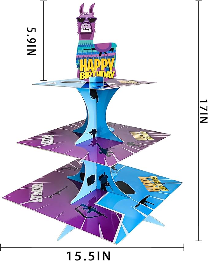 Video Game Birthday Party Supplies, 3 Tier Video Games Cupcake Stand for Boys Game Fans Birthday Decorations Baby Shower Game Party Favors