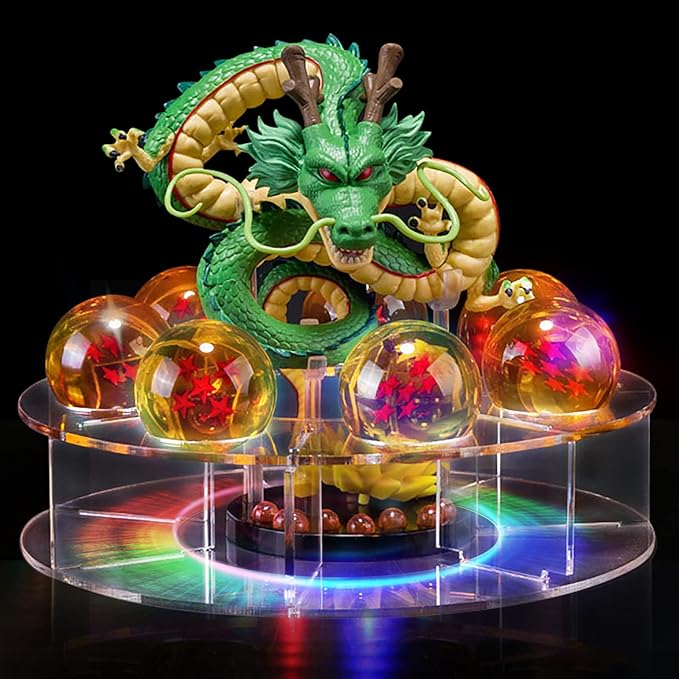 The Novel Children's Toy Dragon Transparent Play Balls Set Contains Dragon Statue + Ball 4.3cm + Acrylic Base + LED Disc+Gift Box Star can be Used as Home Decoration, Birthday Gifts and Toys