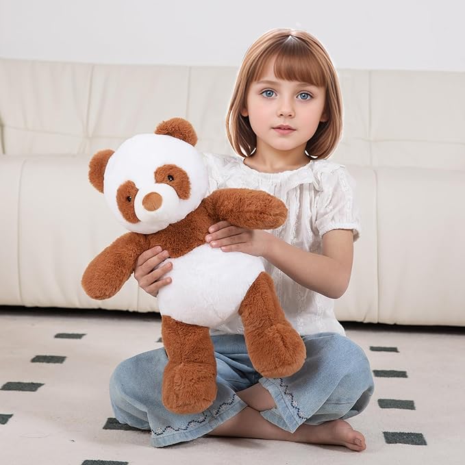 18" Panda Stuffed Animal Plush Toy Cute Soft Body Plushies Doll Kawaii Giant Panda Bear, Room Decoration Brown Bear Throw Pillow, Gift for Kids Boy Girl Birthday Valentines Christmas