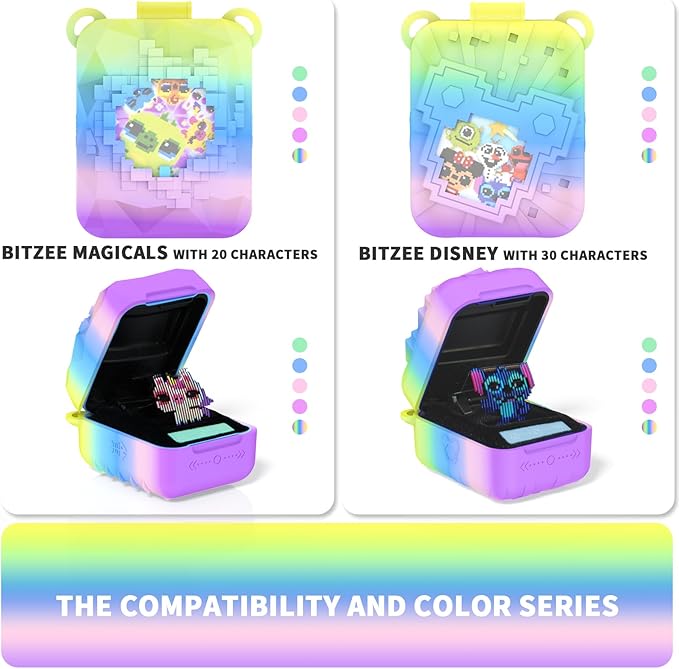 Soft Silicone Case for Bitzee Magicals Interactive Toy Digital Pet, Shockproof and Protective Carrying Case for Bitzee Magicals Virtual Electronic Pets with Lanyard (Rainbow)