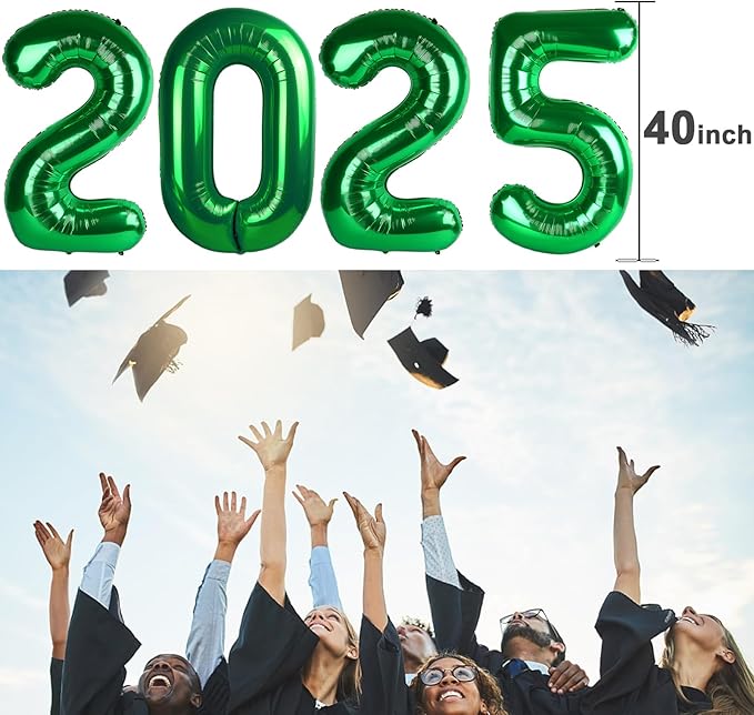 40 Inch Green 2025 Number Balloon, 2025 New Year Eve Green Number Balloons, New Years Eve Party 2025 Decorations For Christmas Graduations Birthday