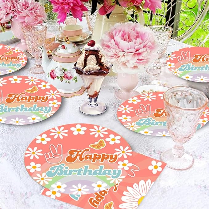 40Pcs Daisy Party Supplies Baby Shower Decorations Spring Birthday Plates and Napkins Daisy Birthday Party Decorations
