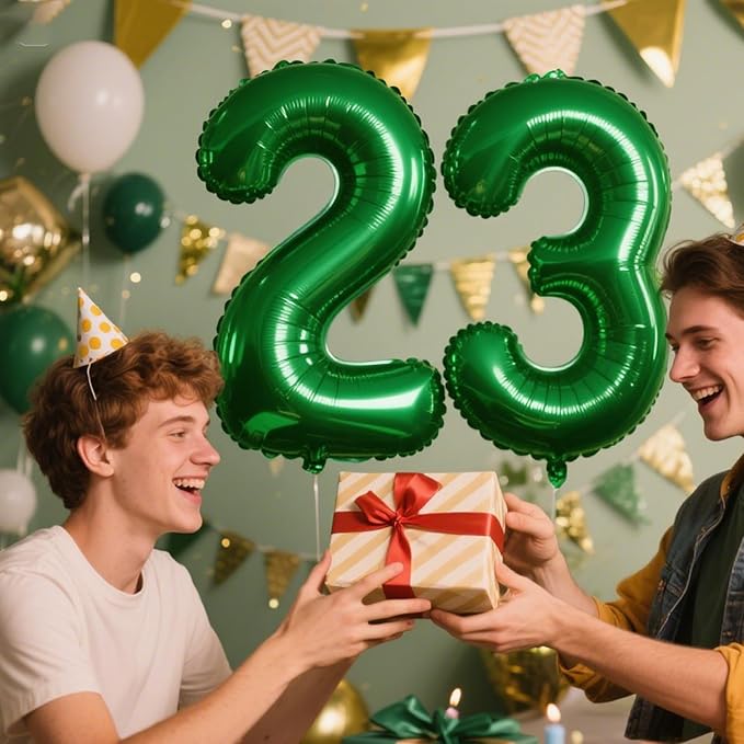 40 Inch Green Number 23 Digital Balloon,Jumbo Mylar Foil Helium Balloon for 23 Balloons for Birthday Party,Wedding Anniversary Party Decorations