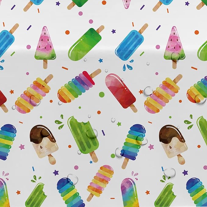 Popsicle Party Tablecloth Decorations - Disposable Ice Cream Popsicle Birthday Party Supplies Tablecover, Summer Popsicle Baby Shower Table Decorations Table Cloths- 3 Pack (54in x 108in)