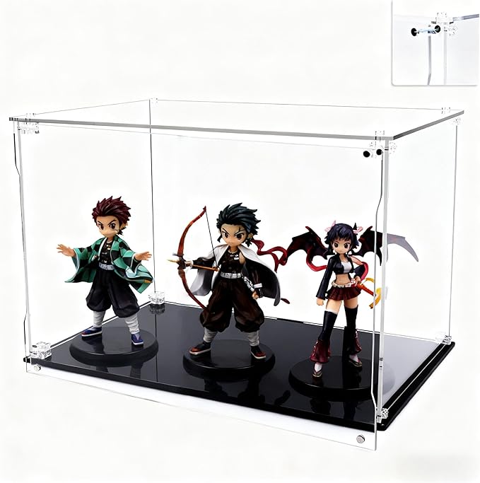 Clear Acrylic Display Case with Magnetic Front-Open Door, Large 12x8x8 inch Storage Box & Organizer for Collectibles, Action Figures, Toys, Purses ﻿