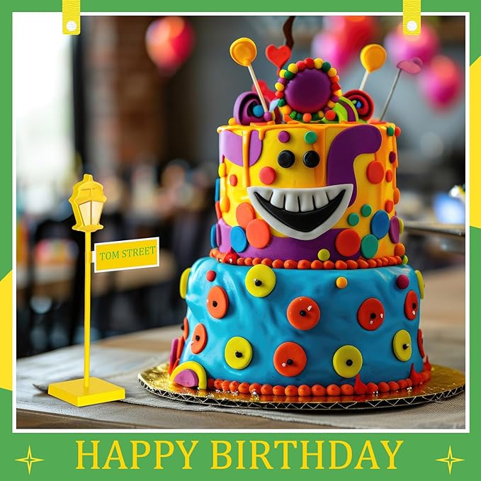 6 Pcs Street Sign Lamp Post Centerpiece Wooden Lamp Post with Street Party Sign Sticker for Toy Decor Friend Birthday Party Supplies Decoration(Yellow)