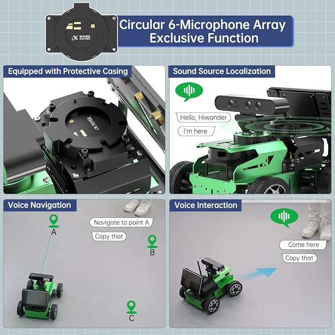 JetAcker ROS2 Robot Car with ChatGPT Large AI Models, Lidar SLAM Mapping Navigation Path Planning Autonomous Driving AI Depth Camera Voice Control ROS Education Robot, Advanced Kit & Orin Nano 8GB