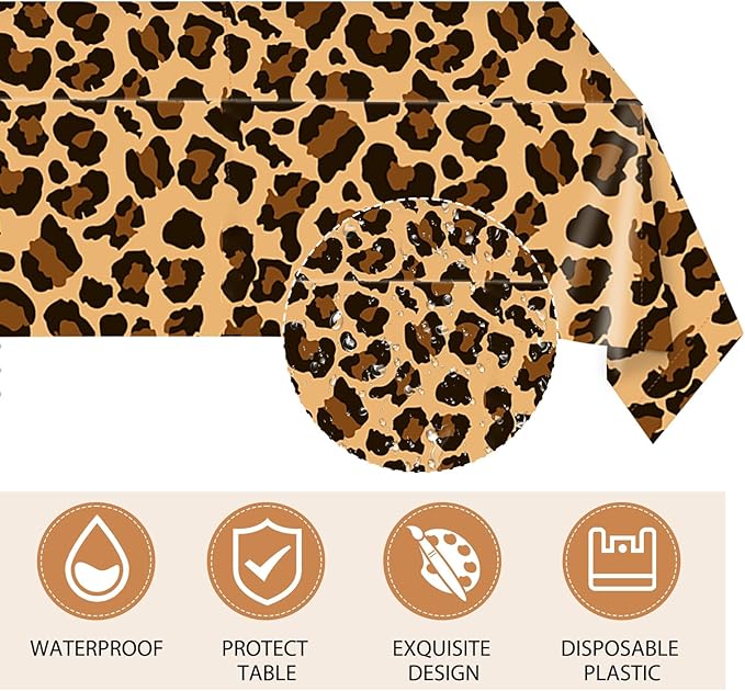 41Pcs Cheetah Print Party Decorations Leopard Animal Theme Tableware Include Dinner Dessert Plates,Napkin,Tablecloth丨Baby Shower Safari Animal Leopard Themed Birthday Party Decor Supplies | Serves 20