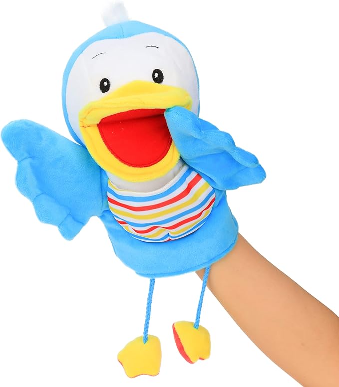 Hopearl Plush Bird Hand Puppet with Open Movable Mouth for Imaginative Play, Role Play, Interactive Toy for Storytelling Teaching Puppet Theater, Gifts for Kids Boys Girls, Blue, 16''