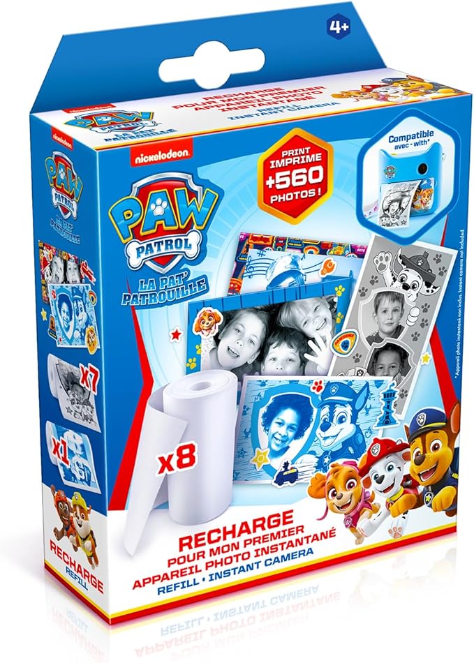 Canal Toys Refill for My First PAW Patrol Instant Camera - 8 Rolls of Paper, 2 Sheets of Stickers and 10 Self-Adhesive Frames - PPC 038, Multi-Coloured