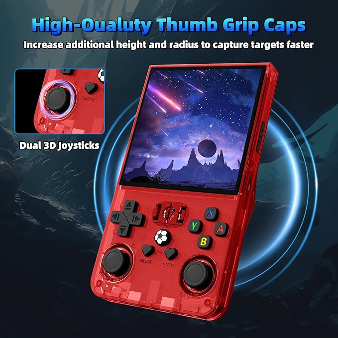 R36MAX Retro Handheld Games Console, Retro Game Console with 4.0 inch IPS HD Screen, Video Game Consoles with 64GB Memory, Portable Gaming Player for Travel, Gift for Teen or Partner, Red