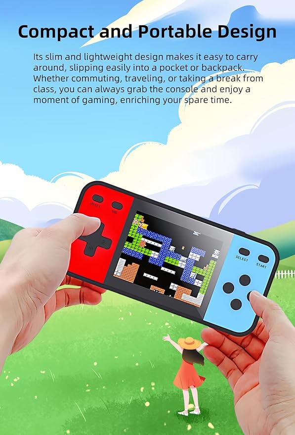 JXD Mini 3-inch LCD Screen Retro Video Game Console with 240 Games Connects to TV Children's Handheld Electronic Game Puzzle Toys Christmas Travel and Leisure Essential