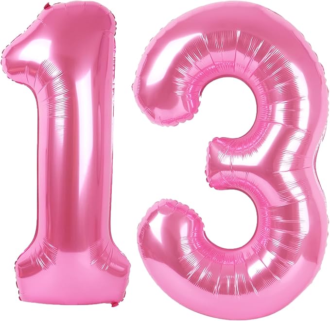 40 Inch Pink Number 13 Digital Balloon,Jumbo Mylar Foil Helium Balloon for 13 Balloons for Birthday Party,Wedding Anniversary Party Decorations