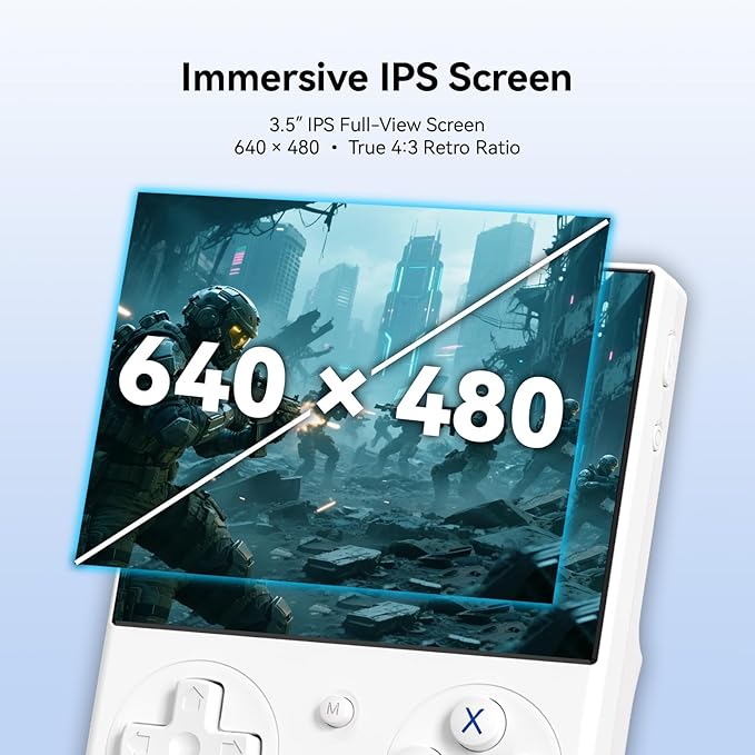 RG35XX Pro - Retro Handheld Game Console, 3.5-Inch IPS Screen, Linux OS, 64GB Card, 3200mAh Battery, WiFi & Bluetooth, HDMI Output, Includes Screen Protector & Keychain (White)