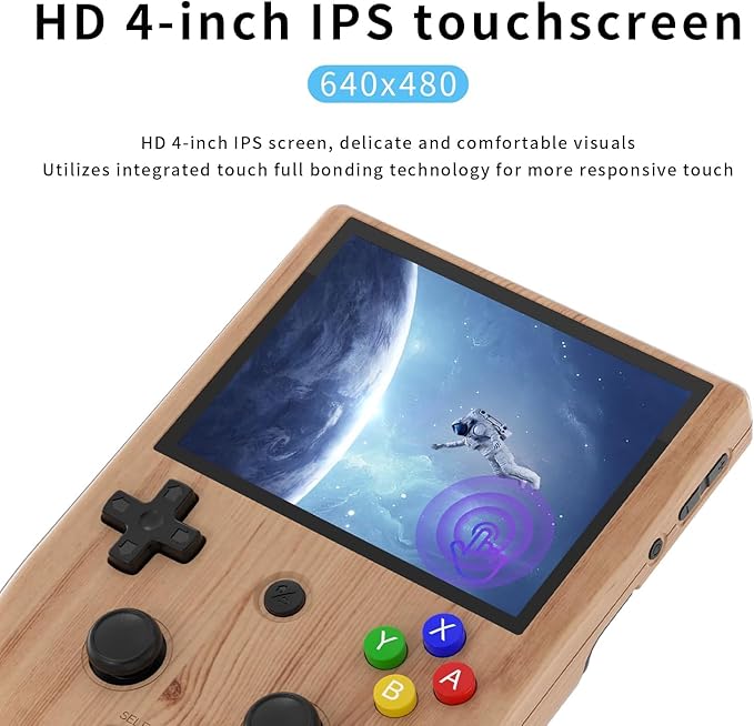 RG405V Retro Handheld Game, Android 12 Built-in 128G TF Card,4 inch IPS Touch Screen with Game Front-end,RG405V Supports 5G WiFi Bluetooth 5.0 Capable of Over 20 Game formats (Wood Grain)