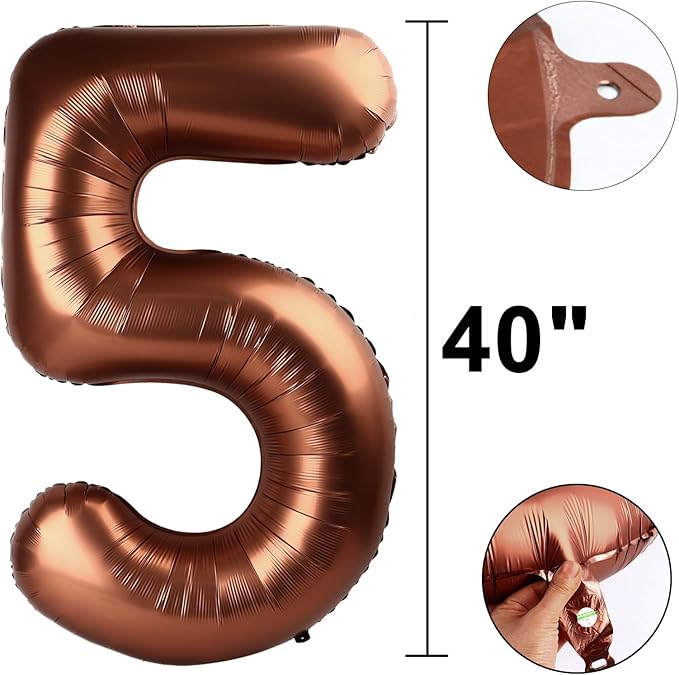 40 Inch Dark Brown Balloon Number 15,Chocolate Jumbo Mylar Foil Helium Balloon for 15th Digital Balloons for Birthday Party,Wedding Anniversary Party Decorations