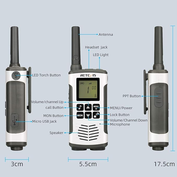Retevis RT628 Walkie Talkies for Kids,Kids Gifts for Aged 6-12 Bundle with RT45 Long Range 2 Way Radio,NOAA Flashlight with AA NIMH Battery for Family Outdoor Camping Trip Hiking (4 Pack)