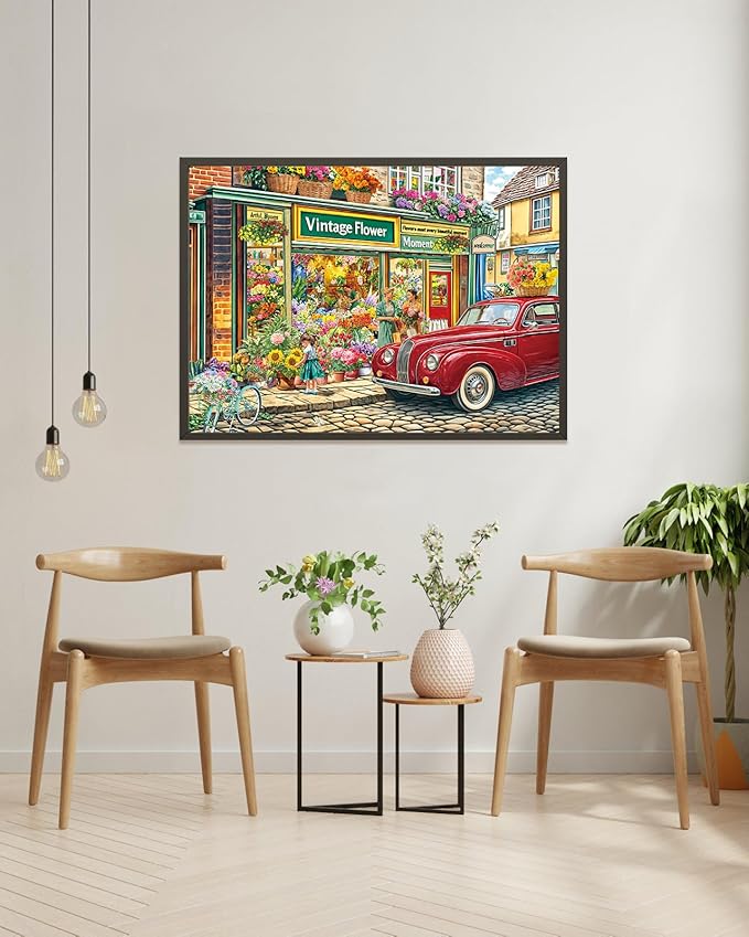 1000 Piece Puzzles for Adults, Landscape Puzzle, Flower Shop Jigsaw Puzzle 1000 Pieces for Adults Seniors, Fun Decor Challenging Family Games Holiday Party Gifts -1:1 Poster