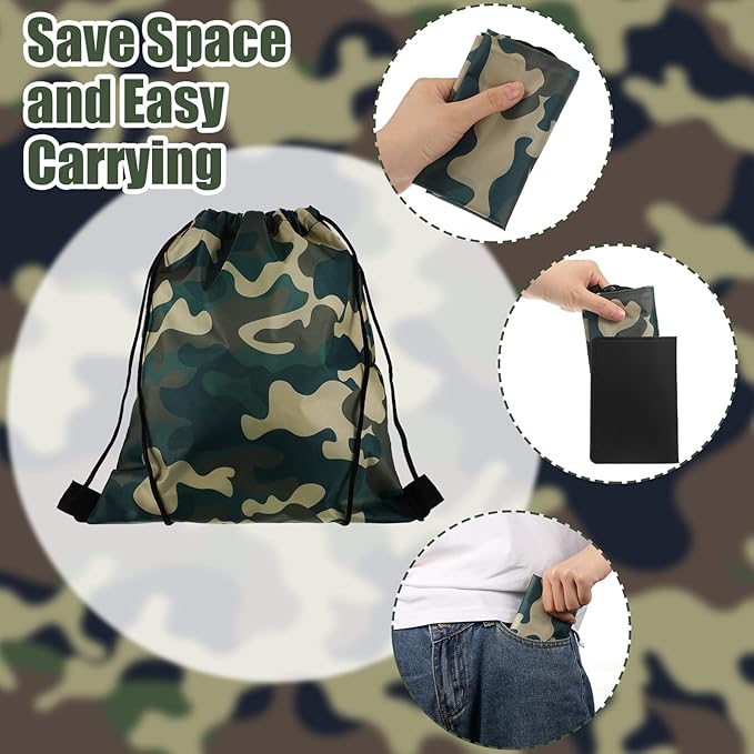 36 Pcs Tie Dye Party Favors Camouflage Drawstring Bag Bulk Camouflage Military Rubber Keychain Silicone Bracelet for Goodie Bag Stuffers Fillers Summer Camping Birthday Party Supplies(Classic Camo)