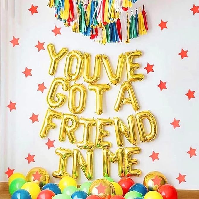 BEOXAGAR You've Got A Friend In Me Balloon Banner You've Got a Friend In Me Matching Toy Inspired Story Birthday Party Supplies