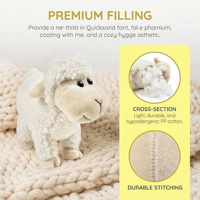 Tiny Heart Sheep Stuffed Animal Sheep Plush Toy Small Lamb Stuffed Animal Cute Super Soft Gift for Kids Boys and Girls Birthday Home Decor Cuddly White Little Lamb Toys (Standing)