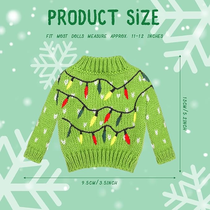 Aoriher 3 Pcs Christmas Doll Clothes Christmas Accessories Outfit Small Sweater Set Knitted Clothing Elk Xmas Santa Tree Snowflake Xmas Doll Accessories(Cute Style)