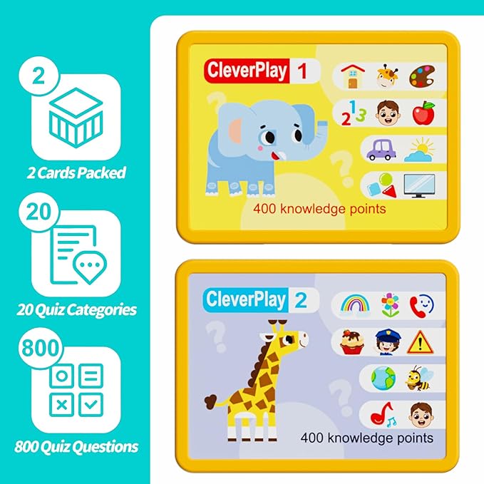 Educational Toys for Kids 3-7 Years Old, Interactive Learning Game with 800 Quiz Questions, Montessori Brain Training Activity, Autism Sensory Speech Therapy Gift for Toddler Boys Girls