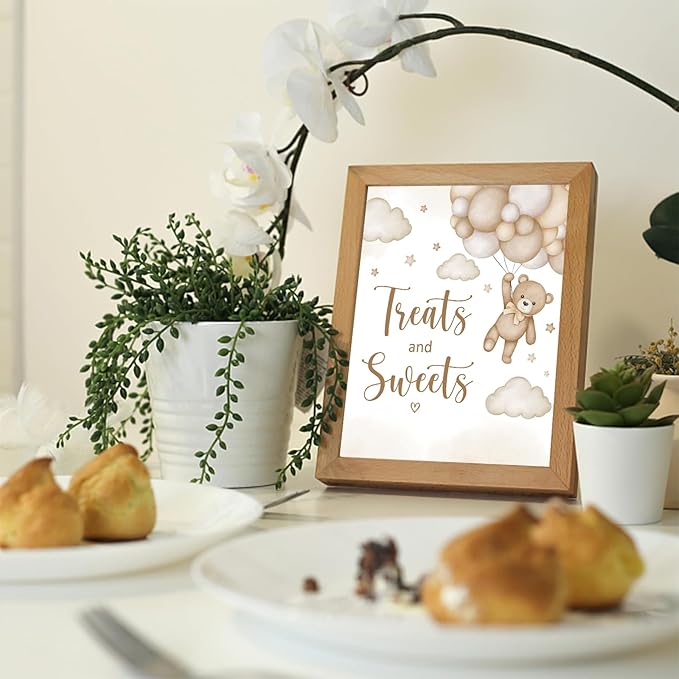 4PCS Bear Table Sign Centerpieces for We Can Bearly Wait Baby Shower Decorations Bear Birthday Decorations Party Supplies(8x10in) (Brown)