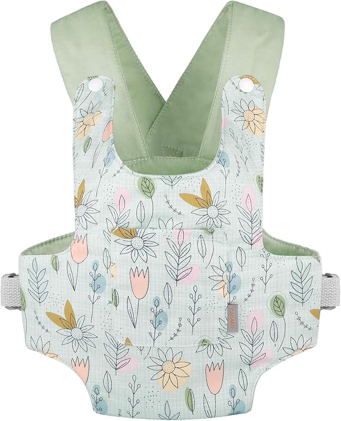 GAGAKU Baby Doll Carrier for Little Girls & Toddlers - Reborn Baby Doll Accessories - Green (Sunflower)
