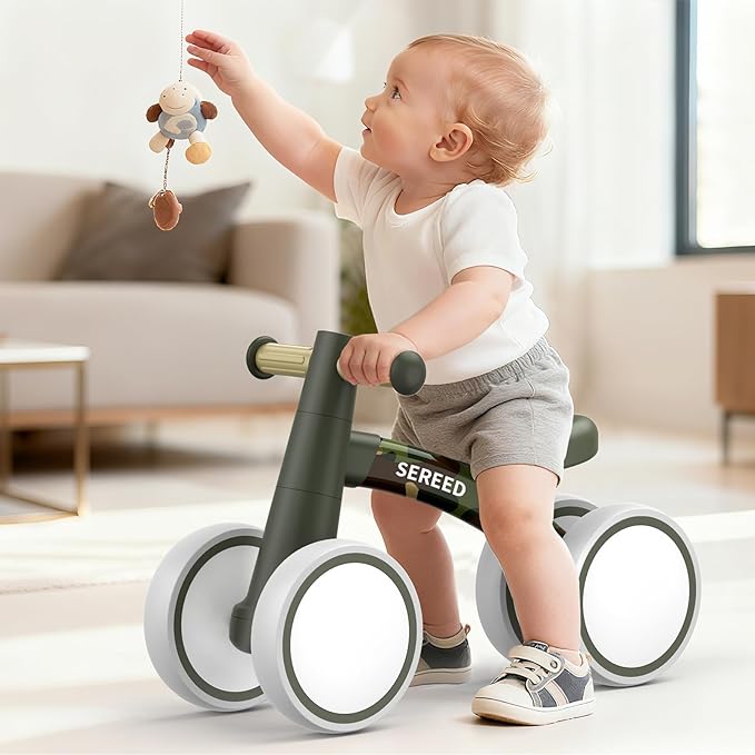 SEREED Baby Balance Bike for 1 Year Old Boys Girls 12-24 Month Toddler Balance Bike, 4 Wheels Toddler First Bike, First Birthday Gifts