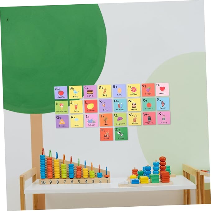 Educational Alphabet Shapes Cards for Preschool Early Learning Flashcards with Cartoon Pictures for Cognitive Development and Hand-Eye Coordination