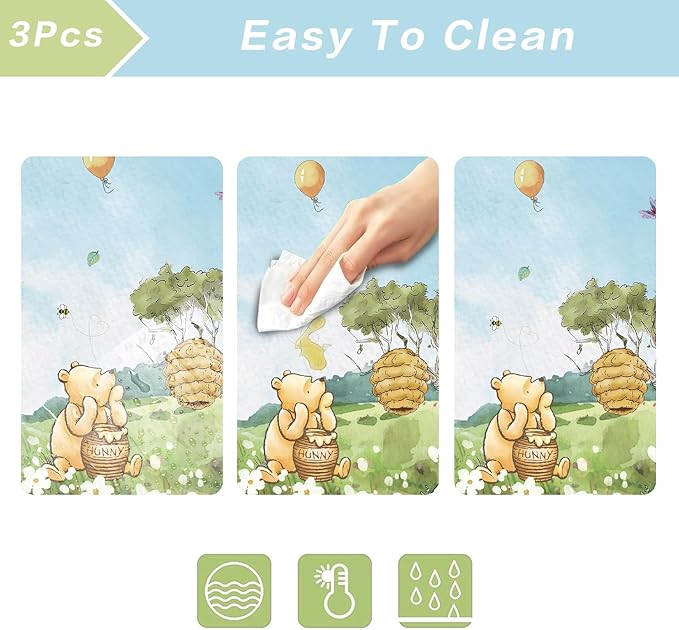 3pcs Party Tablecloth Bear Baby Shower Tablecloths Classic Bear Disposable Thickened Plastic Table Cover for Kids 1st 2rd Baby Party Supplies 54x108Inches (Blue)
