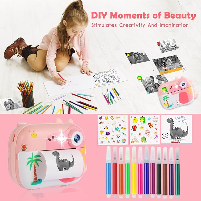 Kids Camera Instant Print,Children Digital Camera Toys with HD Video for Kids Aged 3-12,Christmas Birthday Festival Present for Girls Boys,with 7 Rolls Instant Paper,M3