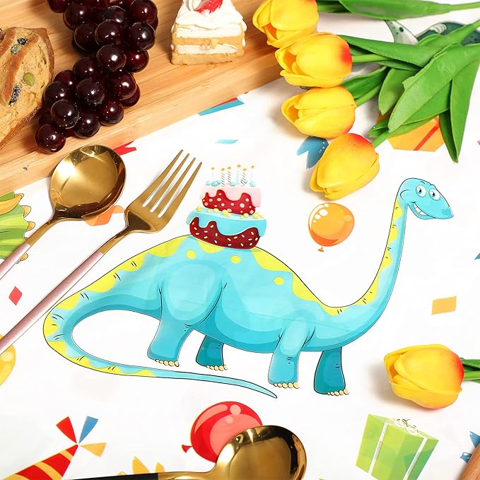 Tegeme 3 Pcs Dinosaur Plastic Tablecloth Dinosaur Party Table Cover 54 x 108 Inch Disposable Waterproof Dino Print Table Cloth for Birthday Party Supplies Picnic