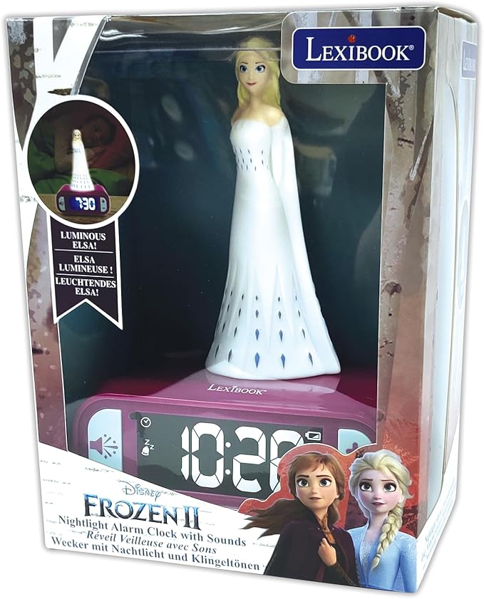 LEXiBOOK - Disney Frozen 2 Elsa Digital Alarm Clock for Kids with Night Light and Snooze, Childrens Clock, Luminous Elsa, Frozen Sound Effects, Blue Colour - RL800FZ