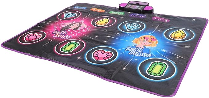 SUNGOOYUE Dual Player Kids Dance Mat, Educational Princess Dancing Mat for Physical and Cognitive Development, with Vibrant Light Effects, 5 Game Modes Fun