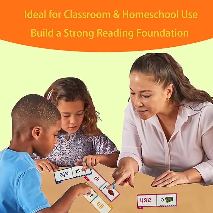 30 Read and Rhyme Flip Books, Phonics Flash Cards Word Family Build Book，Sight Words Kindergarten, Word Family Activities, Learning to Read Games, Preschool Homeschool Classroom Supplies