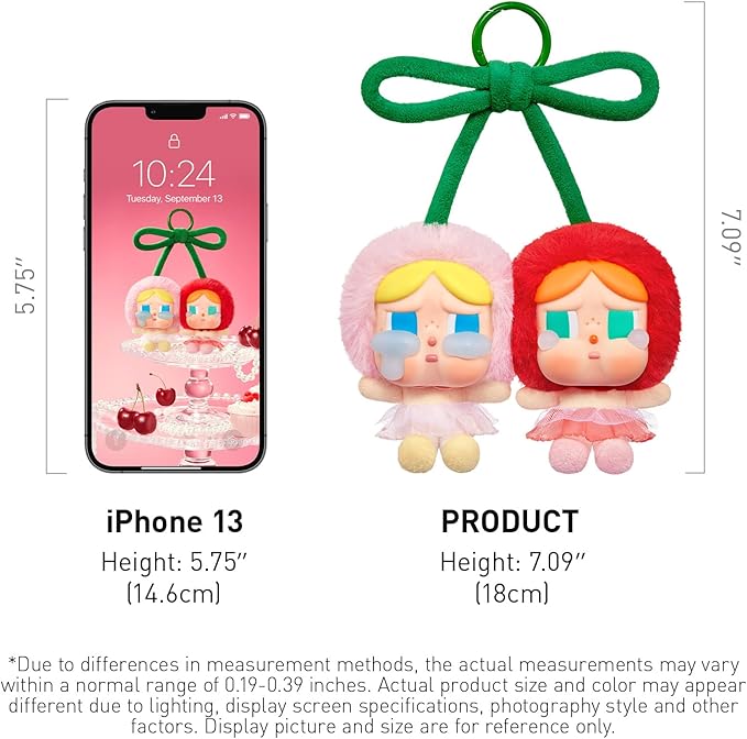 POP MART Crybaby Crying for Love Series-Vinyl Plush Hanging Card (Love You Cherry Much), Toys for Modern Home Decor, Collectible Toy Set for Desk Accessories, 1PC