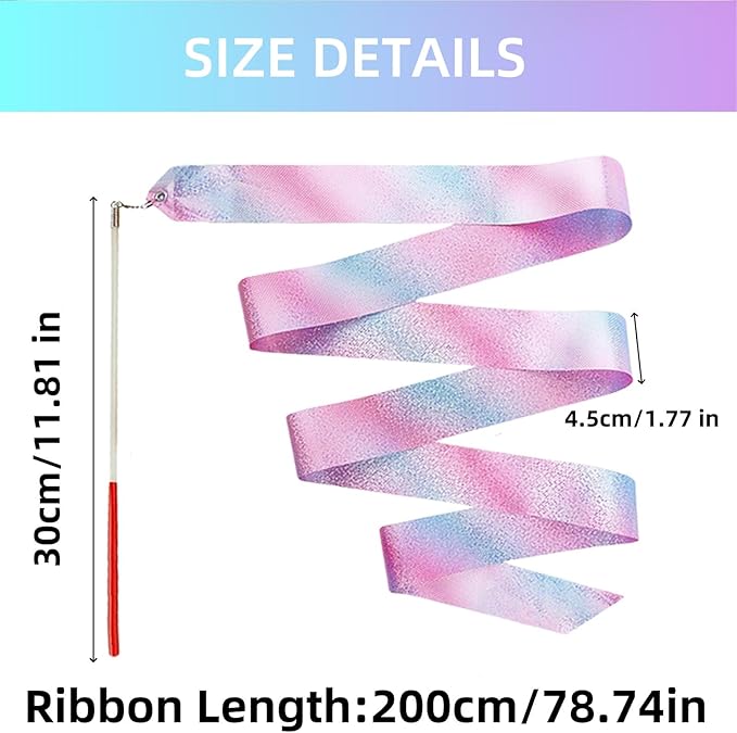 YANMIN Princess Party Favors - 24pcs Dance Ribbon Wand for Kids 4-8 8-12 Princess Mermaid Birthday Party Streamers Decorations Supplies Girls Princess Party Carnival Outdoor Games Goodie Bag Stuffers