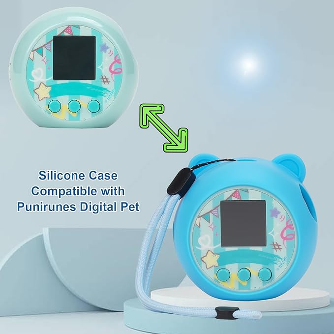 YouKnow Silicone Case Compatible with Punirunes Interactive Digital Toy, Protective Skin Sleeve for Punirunes Virtual Electronic Pets Accessories (Case Only) (Blue)