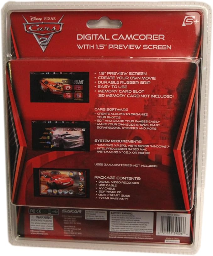 Sakar Disney 39006-RS Cars Camcorder with 1.5-Inch LCD Screen (Red)