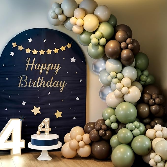 Green Black Grey Balloons, 50Pcs 12 Inches Sage Green Brown Metallic Silver Balloons for Boy Girl Birthday Party Decorations Baby Shower Graduation Party Supplies