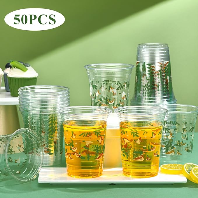 Qinyoung 50 Pcs 16 oz Mallard Duck Cups for Mallard Duck Party Decorations Mallard Duck Baby Shower Cups Plastic Disposable Drinking Cups Hunting Birthday Party Supplies