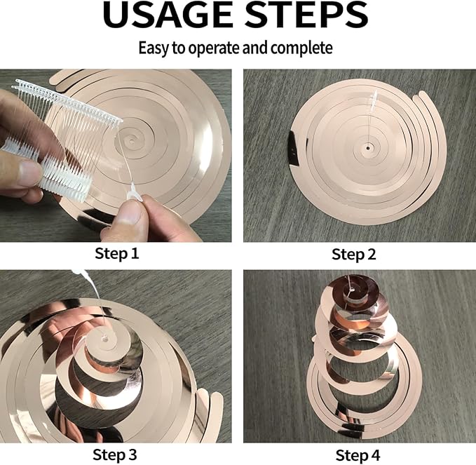 30 Pieces Hanging Swirl Party Decorations Foil Decorations Ceiling Swirl Spiral Hanging Plastic Streamer for Ceiling Birthday Graduation Wedding Celebration Baby Shower Party Supply (Rose Gold)